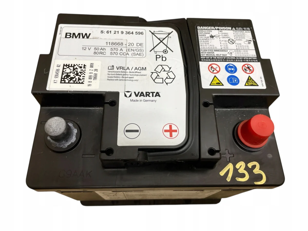 AKUMULATOR AGM START-STOP 12V 50AH 570A BMW / MINI 2019R ORYGINAŁ - obrazek 2