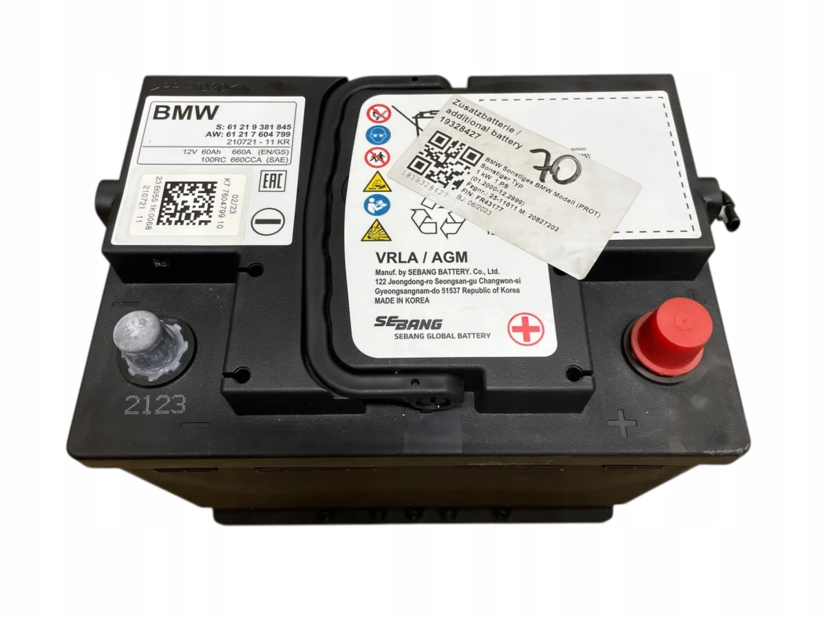 AKUMULATOR AGM START-STOP 12V 60AH 660AH BMW 2023R ORYGINAŁ - obrazek 2