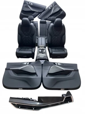 FOTELE KANAPA TUNEL TAPICERKI SKÓRA CZARNA + CARBON BMW X5 G05 LCI IDEAŁ EU