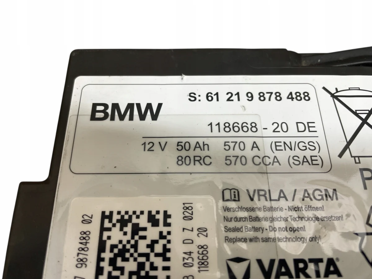 AKUMULATOR AGM START-STOP 12V 50AH 570A BMW / MINI 2020R ORYGINAŁ - obrazek 4