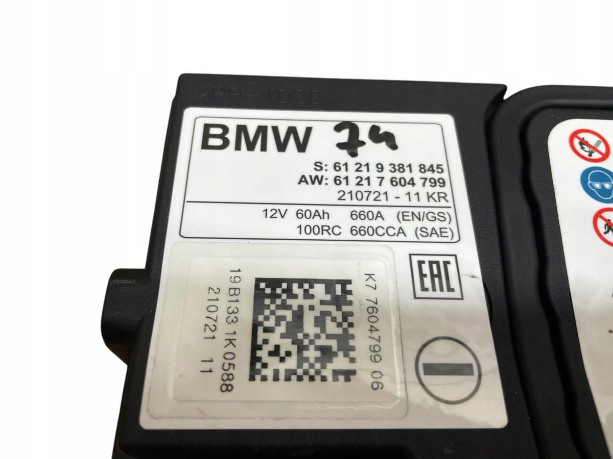 AKUMULATOR AGM START-STOP 12V 60AH 660AH BMW 2019R ORYGINAŁ - obrazek 4