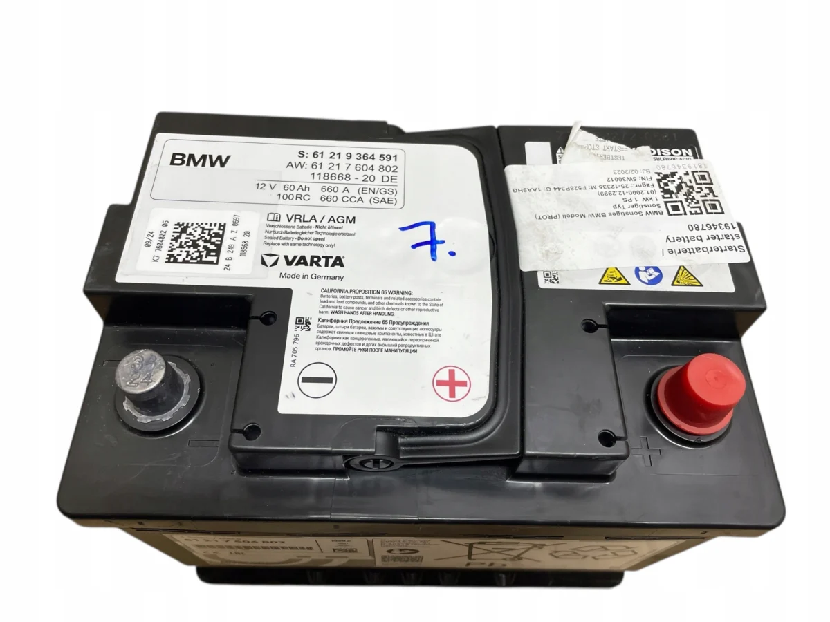 AKUMULATOR AGM START-STOP 12V 60AH 660AH BMW 2024R ORYGINAŁ - obrazek 2