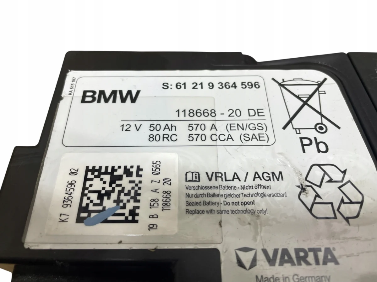 AKUMULATOR AGM START-STOP 12V 50AH 570A BMW / MINI 2019R ORYGINAŁ - obrazek 4