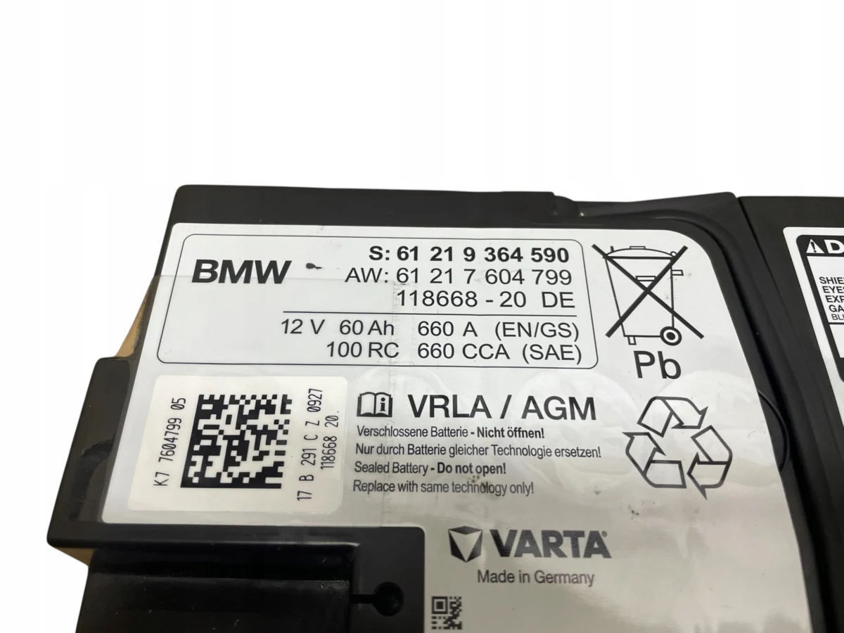 AKUMULATOR AGM START-STOP 12V 60AH 660AH BMW 2017R ORYGINAŁ - obrazek 4