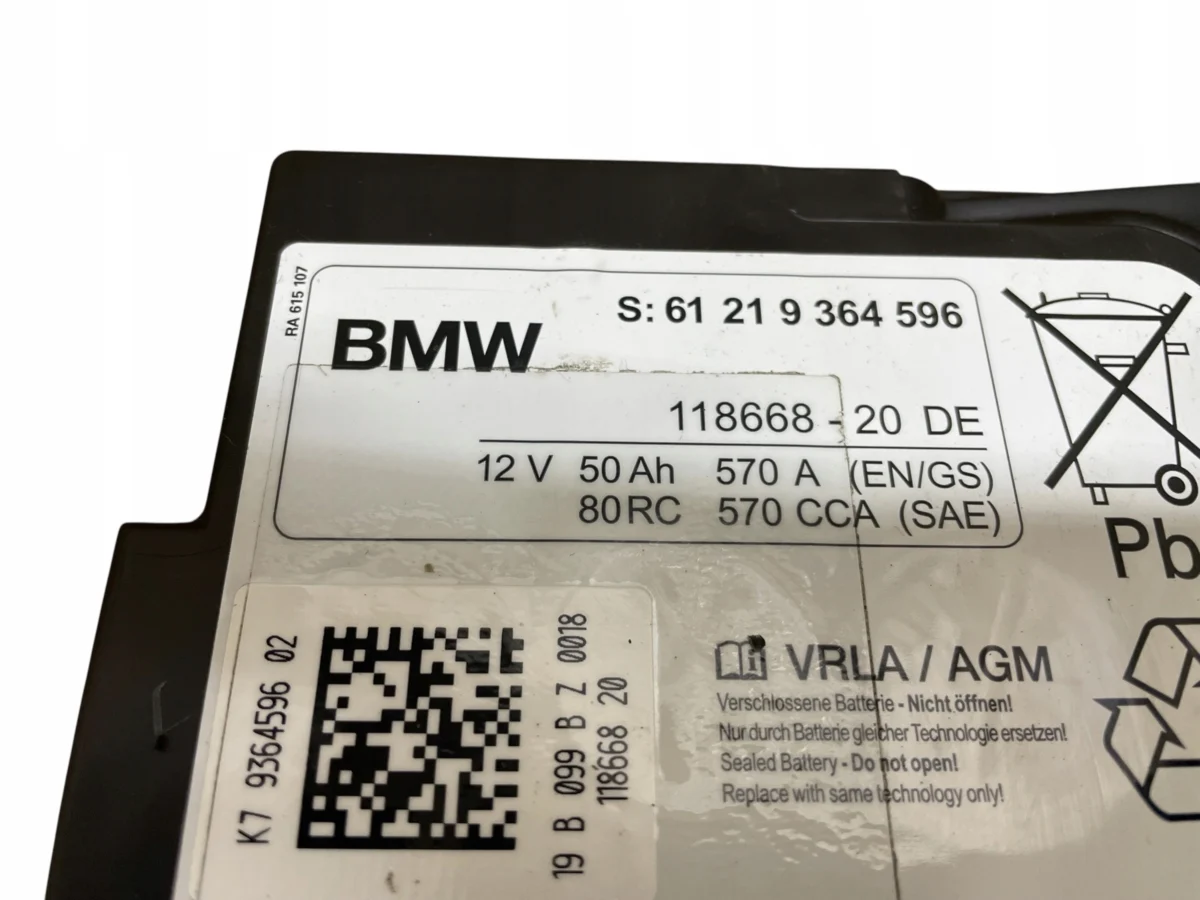 AKUMULATOR AGM START-STOP 12V 50AH 570A BMW / MINI 2019R ORYGINAŁ - obrazek 4
