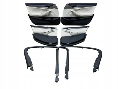 TAPICERKI DRZWI 4 SZT CZARNA SKÓRA NAPPA + OYSTER ROLETY TYŁ BMW 5 G30 LCI