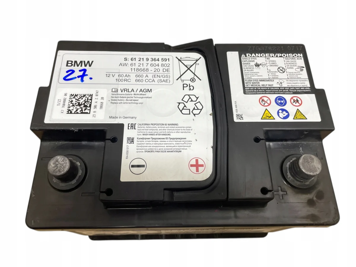AKUMULATOR AGM START-STOP 12V 60AH 660AH BMW 2023R ORYGINAŁ - obrazek 2