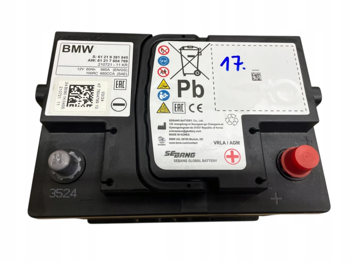 AKUMULATOR AGM START-STOP 12V 60AH 660AH BMW 2024R ORYGINAŁ - obrazek 2