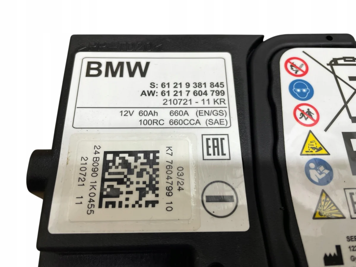 AKUMULATOR AGM START-STOP 12V 60AH 660AH BMW 2024R ORYGINAŁ - obrazek 4
