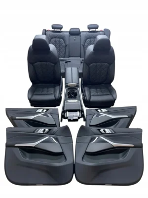 SEATS REAR BENCH TUNNEL DOOR PANELS LEATHER BLACK VENTIL BMW X5 G05 LCI IDEAL EU